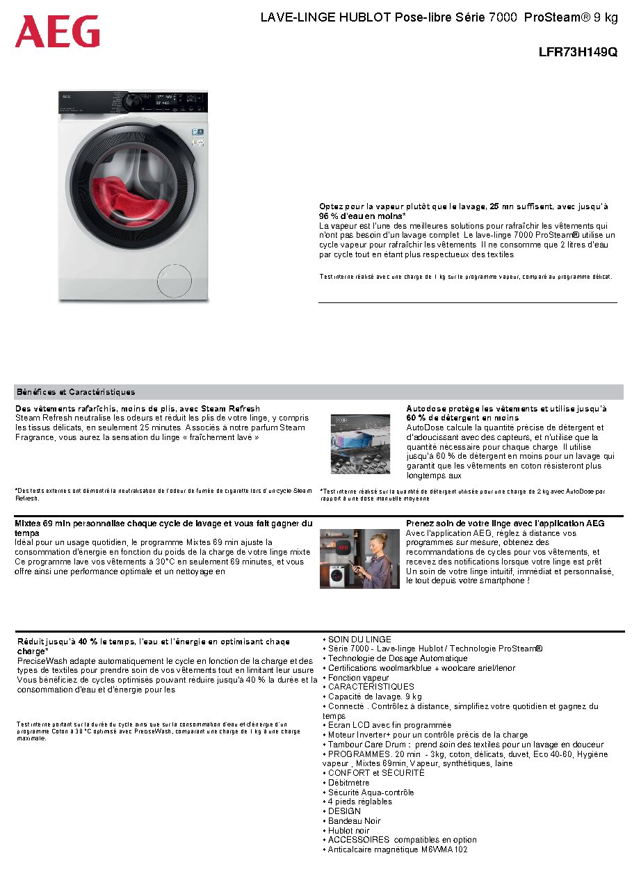 Fiche technique fournisseur