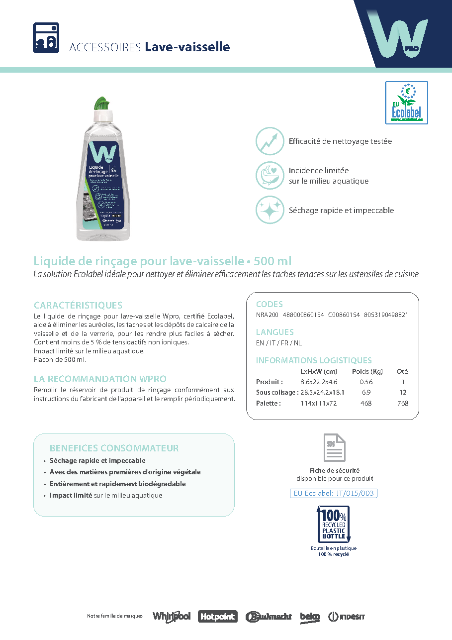 Fiche technique fournisseur