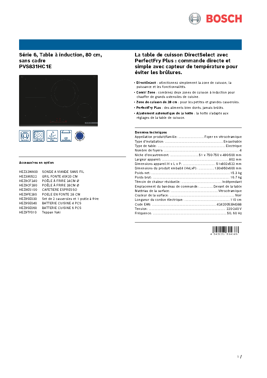 Fiche technique fournisseur