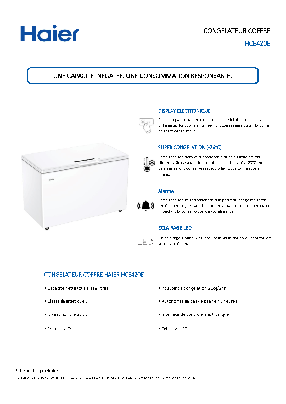 Fiche technique fournisseur