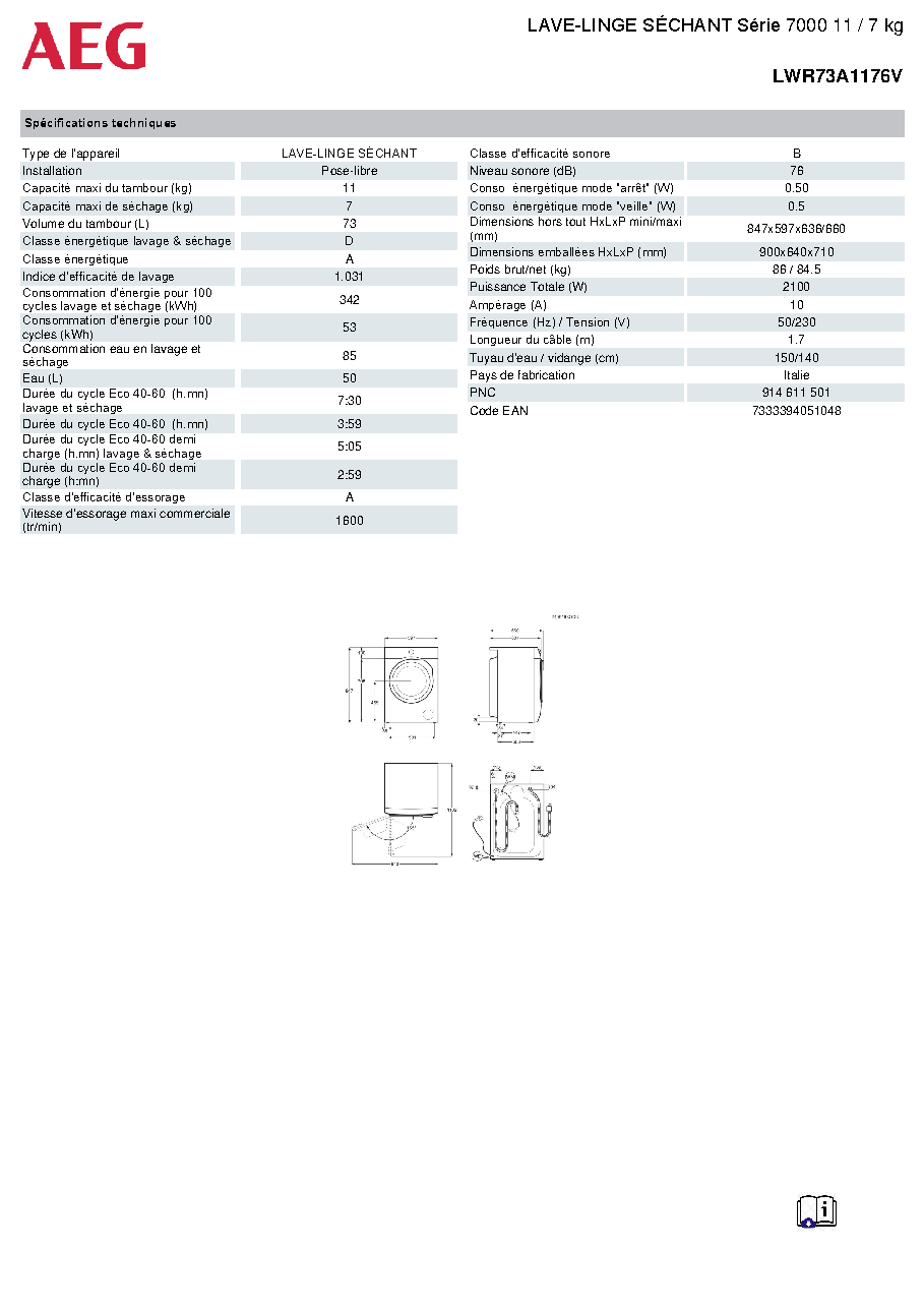 Fiche technique fournisseur