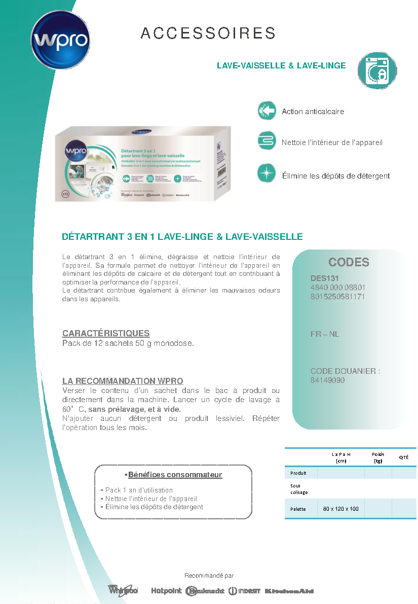 Fiche technique fournisseur