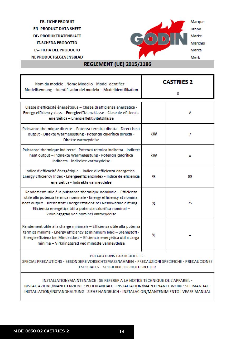 Fiche technique fournisseur