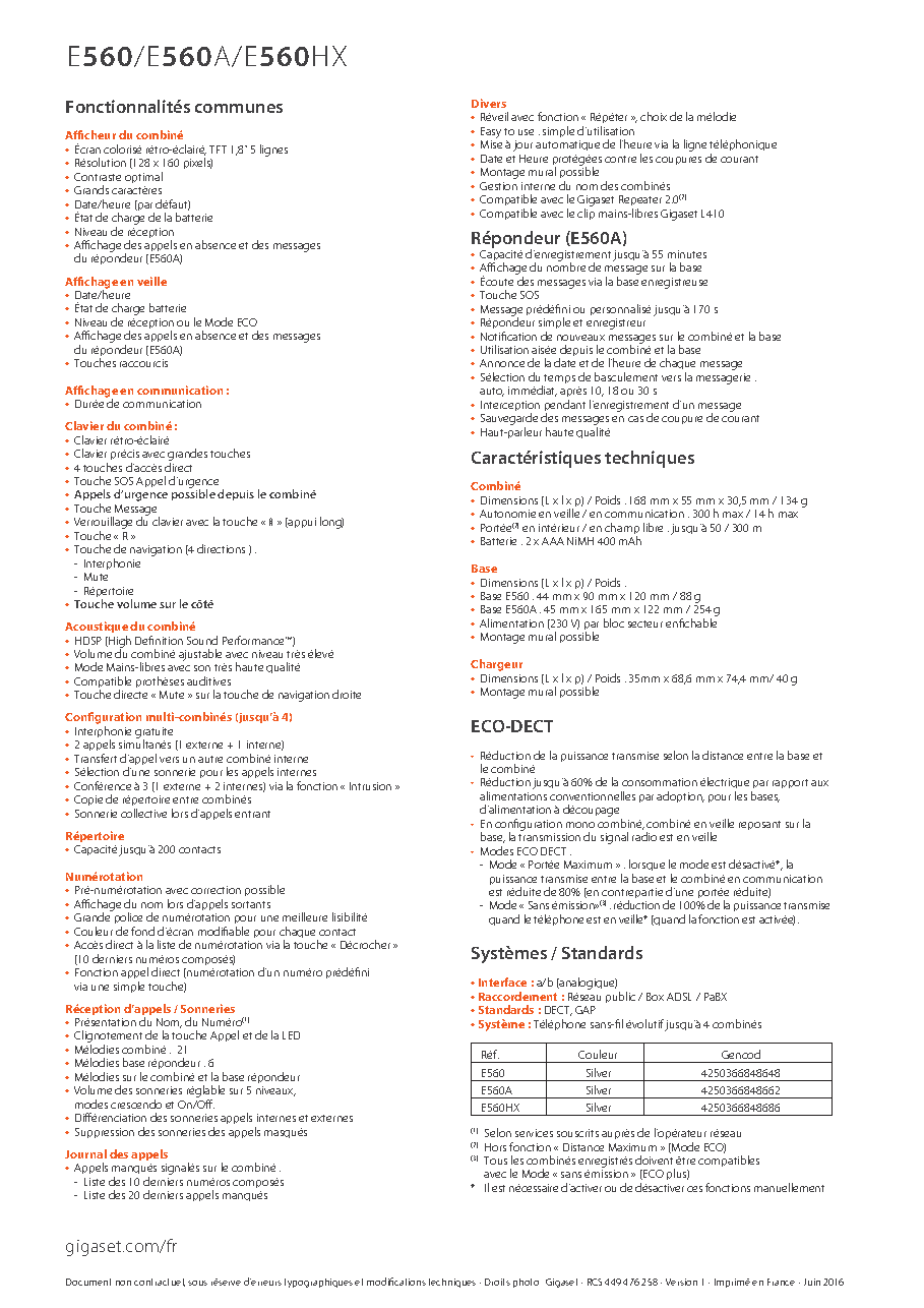Fiche technique fournisseur