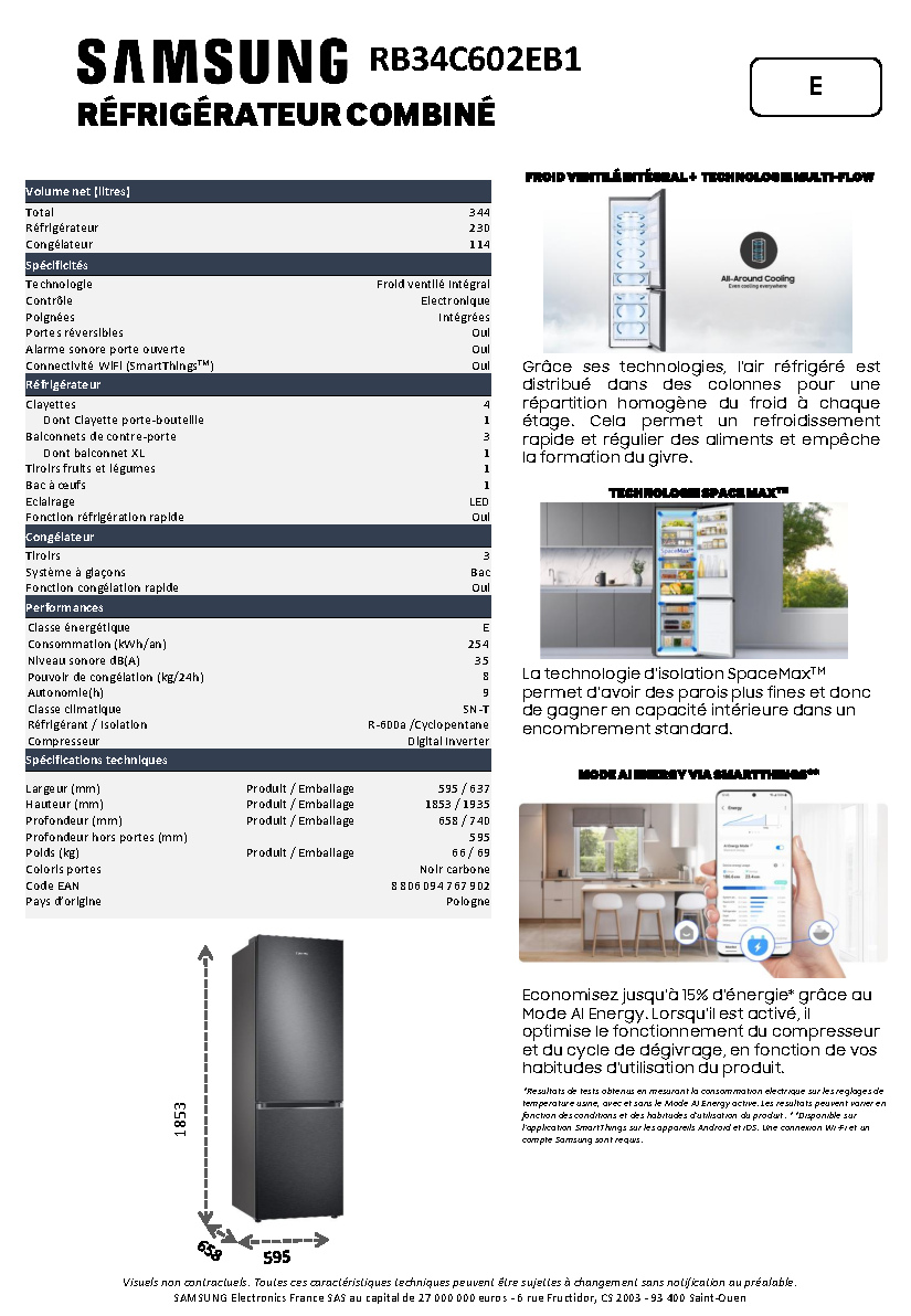 Fiche technique fournisseur