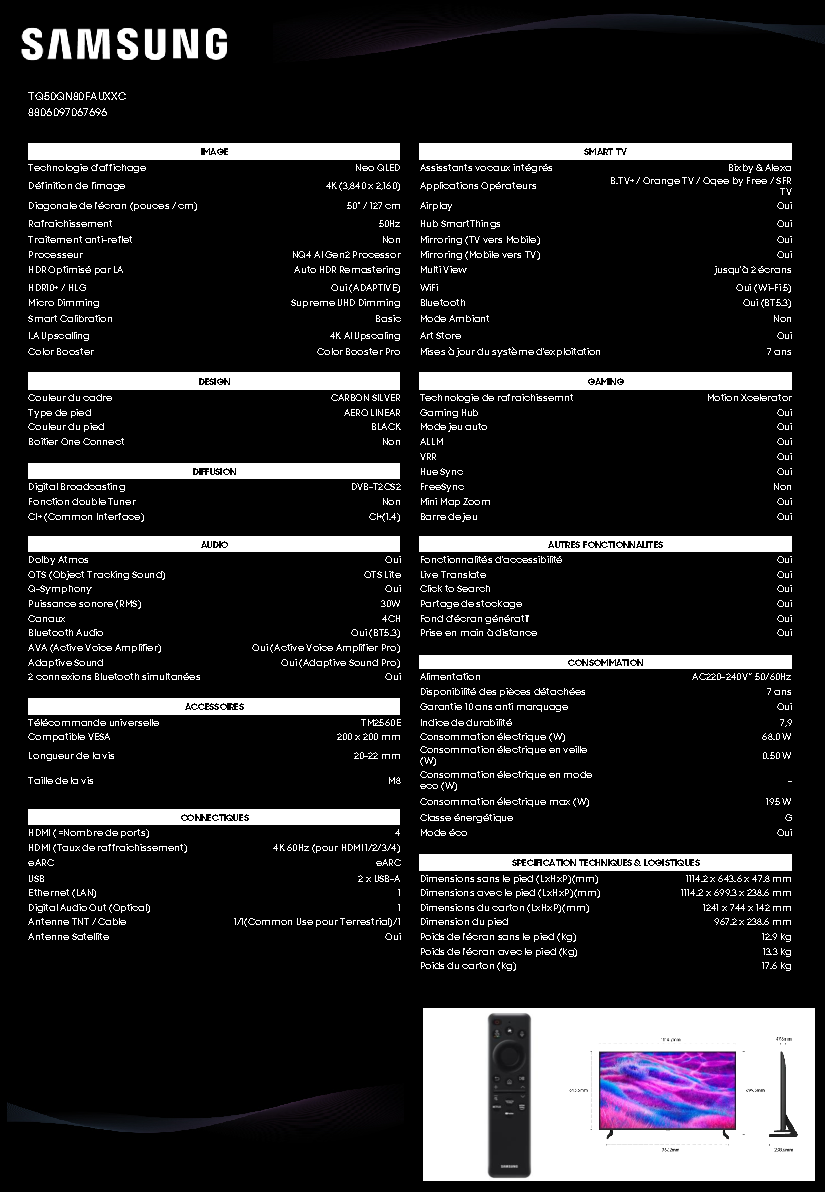 Fiche technique fournisseur