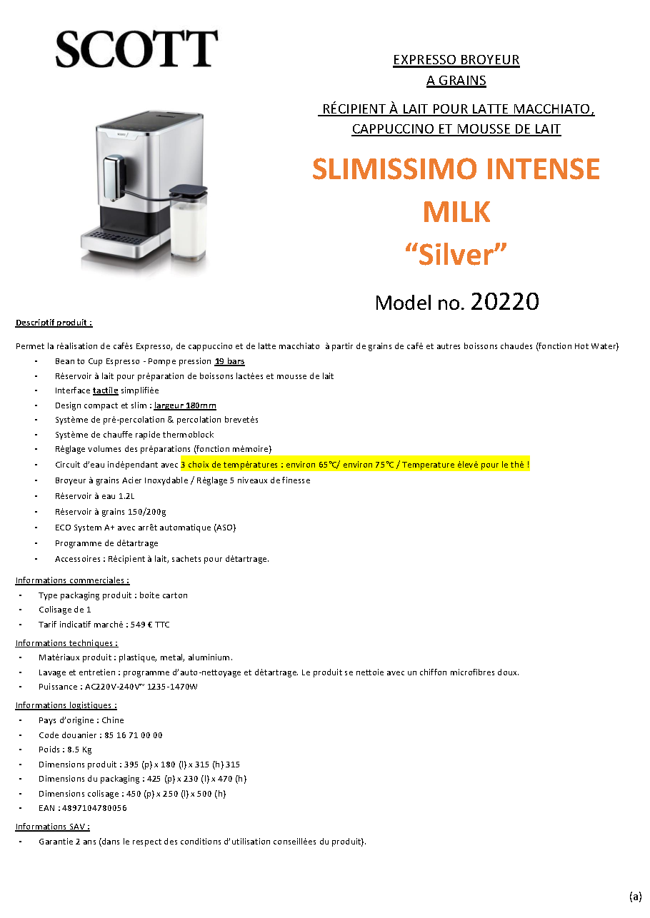 Fiche technique fournisseur