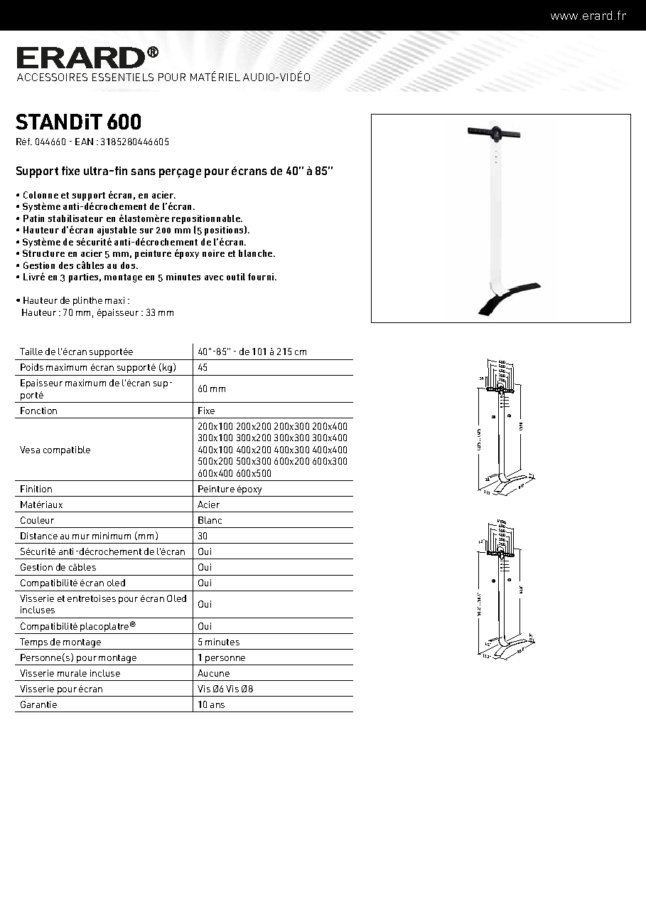 Fiche technique fournisseur