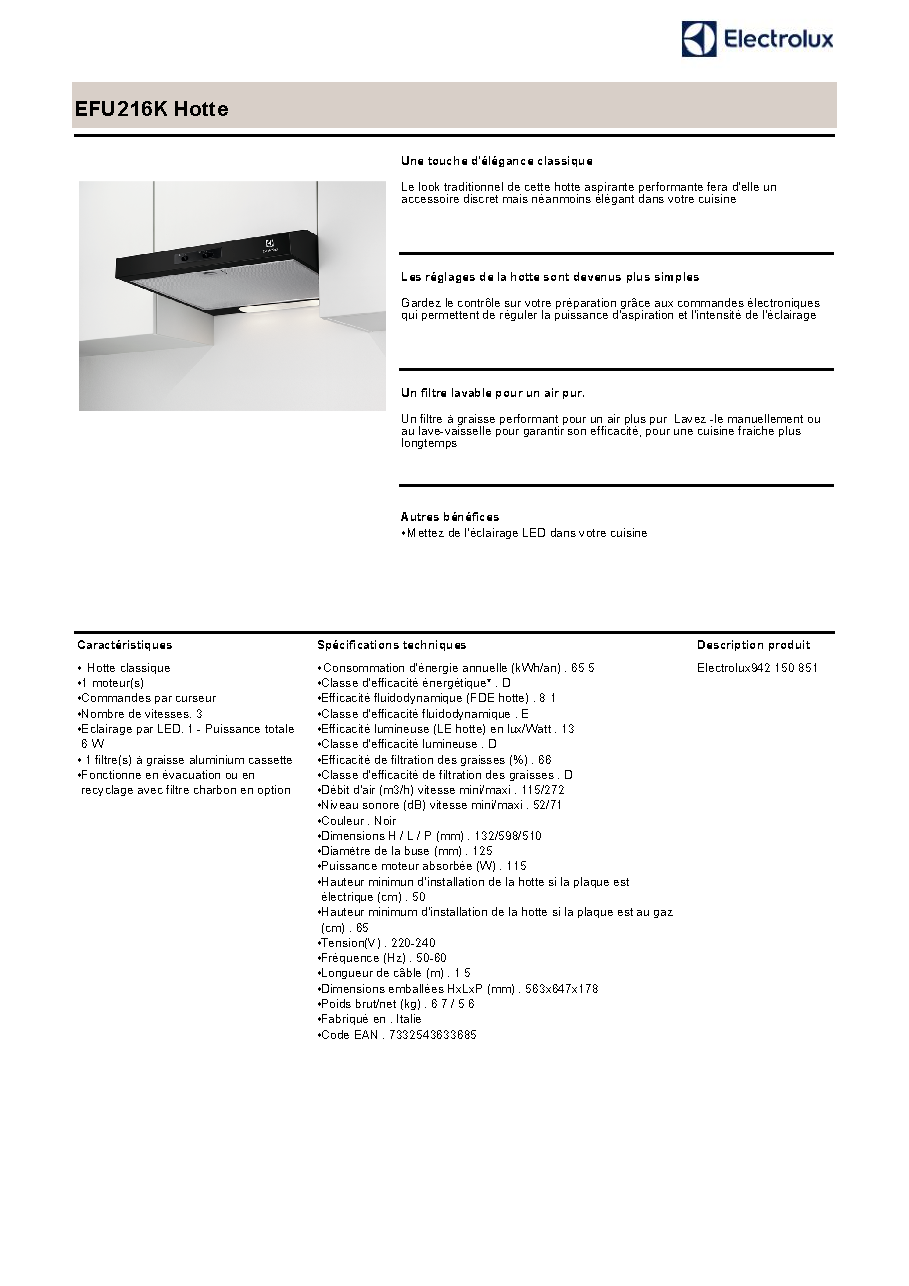 Fiche technique fournisseur