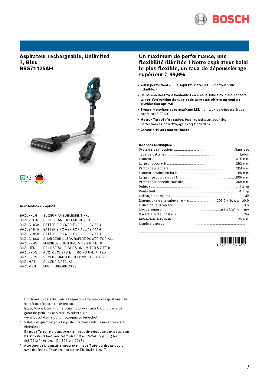 Fiche technique fournisseur