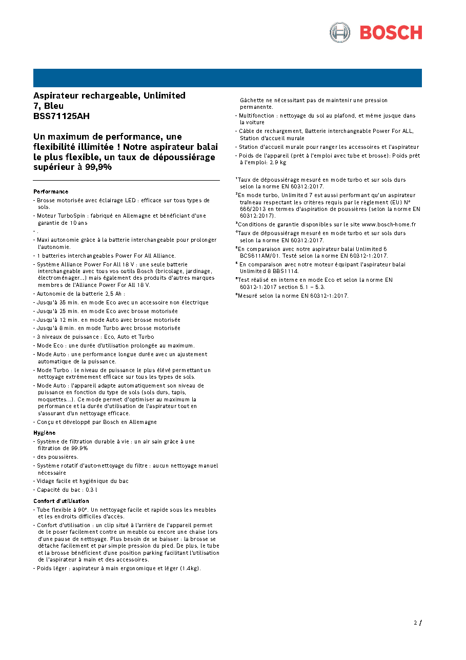 Fiche technique fournisseur