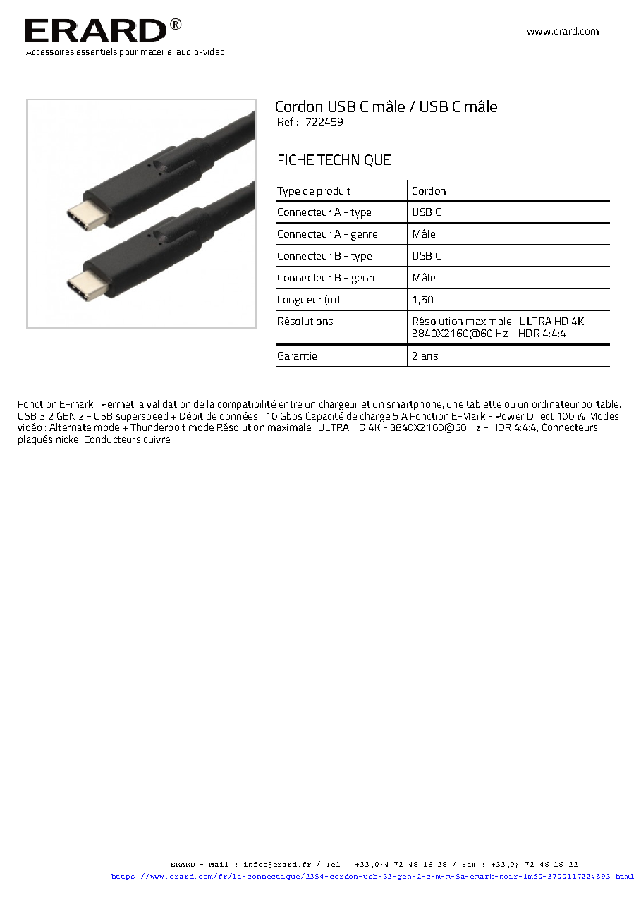 Fiche technique fournisseur