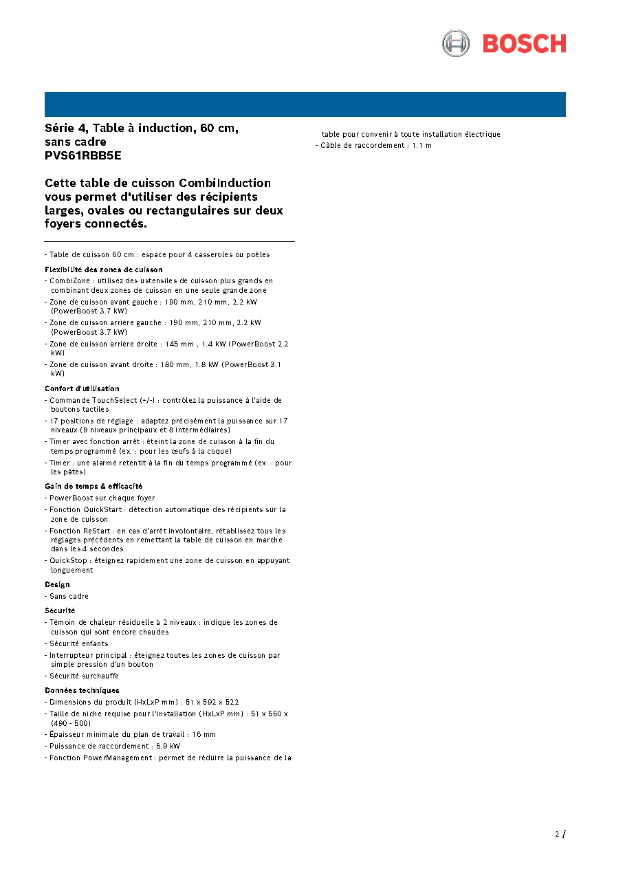 Fiche technique fournisseur
