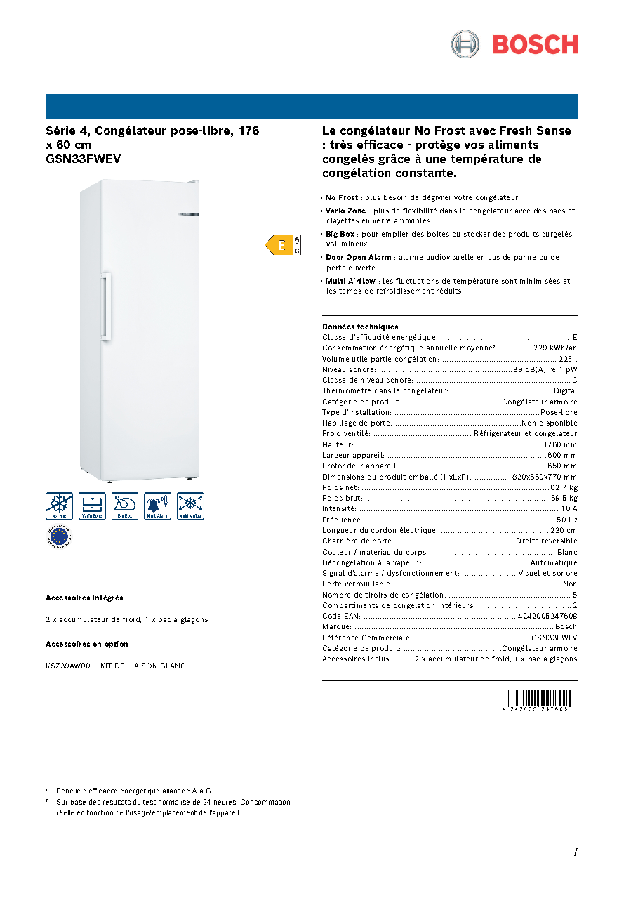 Fiche technique fournisseur