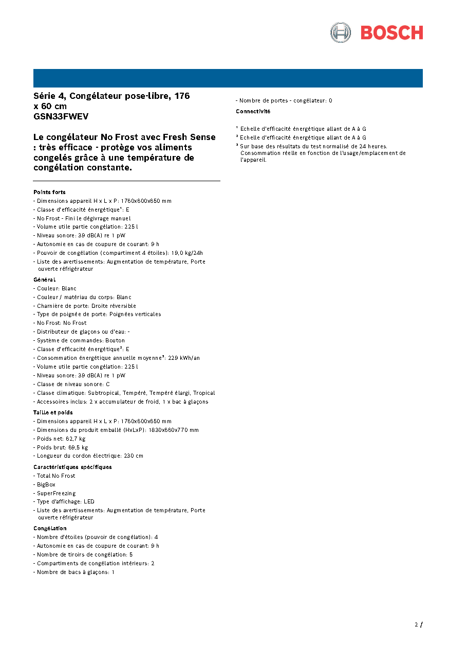 Fiche technique fournisseur