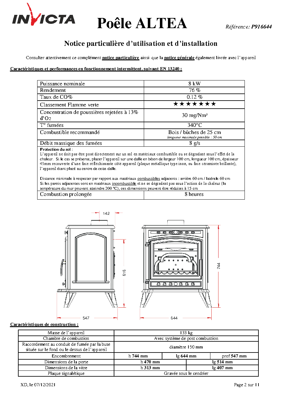 Fiche technique fournisseur