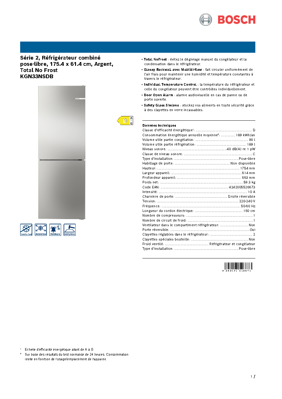 Fiche technique fournisseur