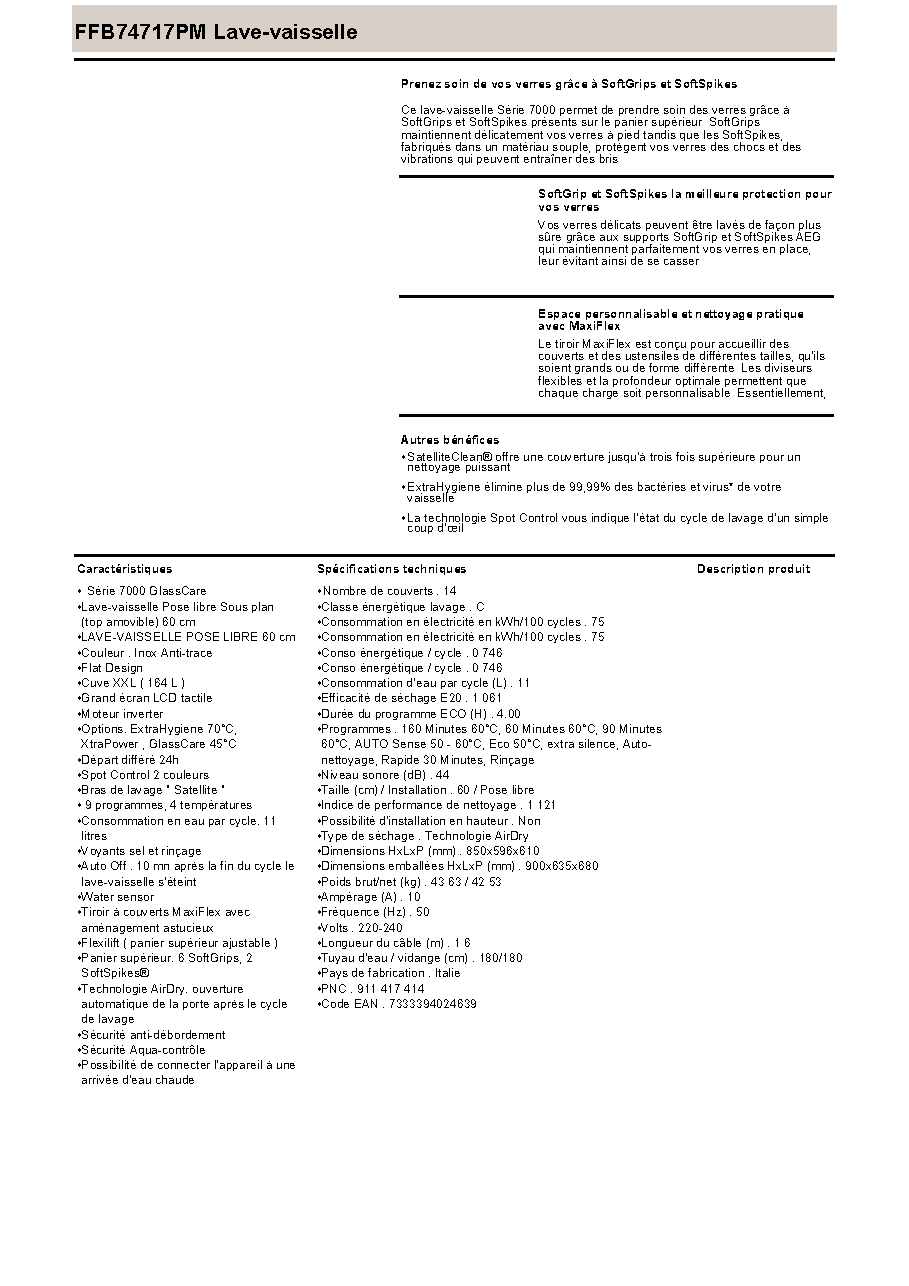 Fiche technique fournisseur