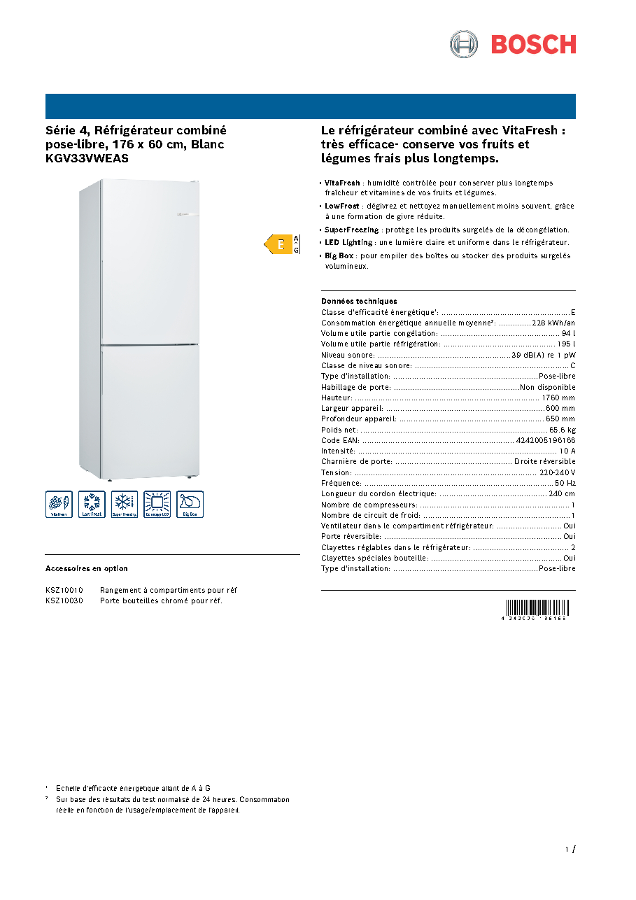 Fiche technique fournisseur