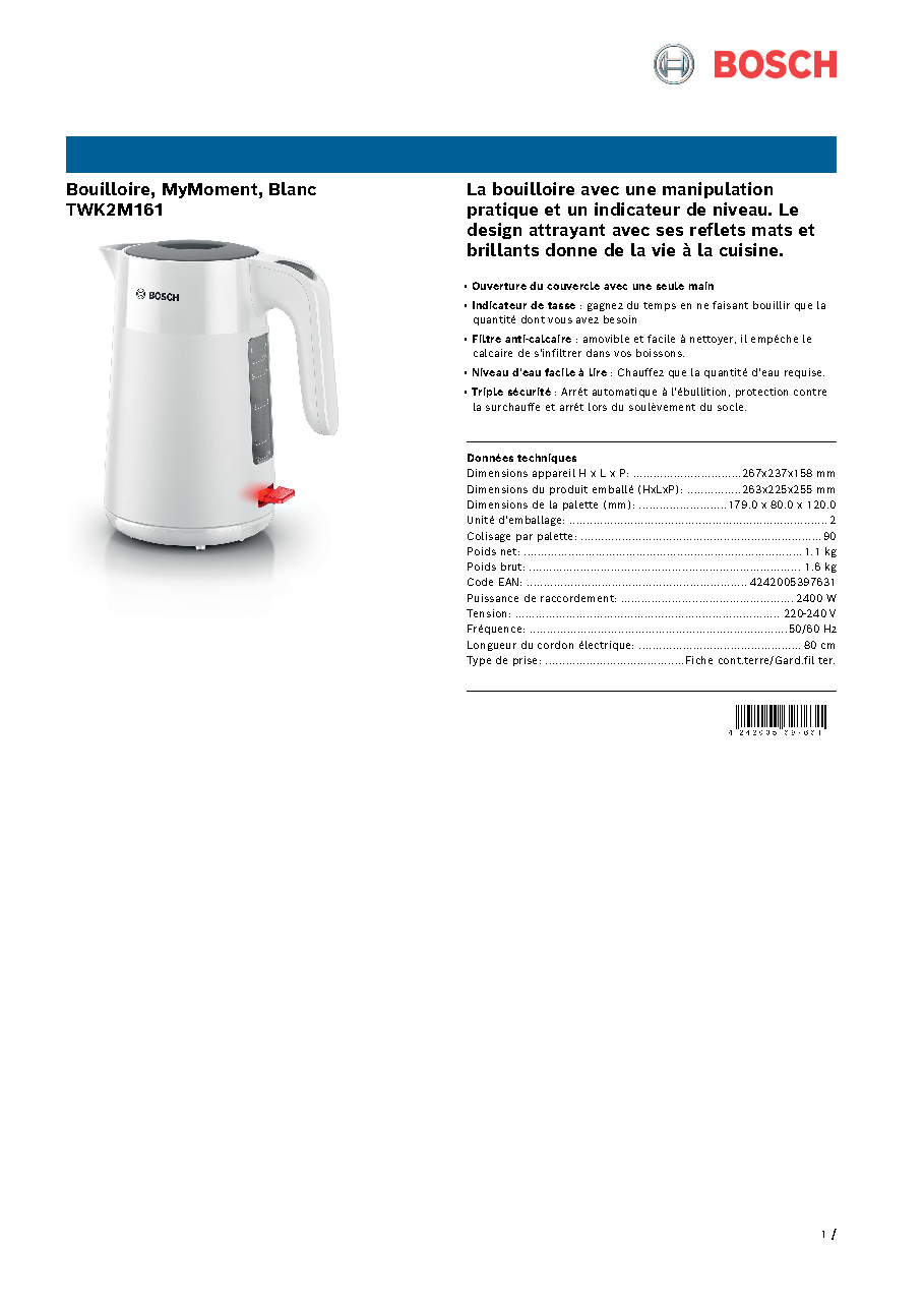 Fiche technique fournisseur