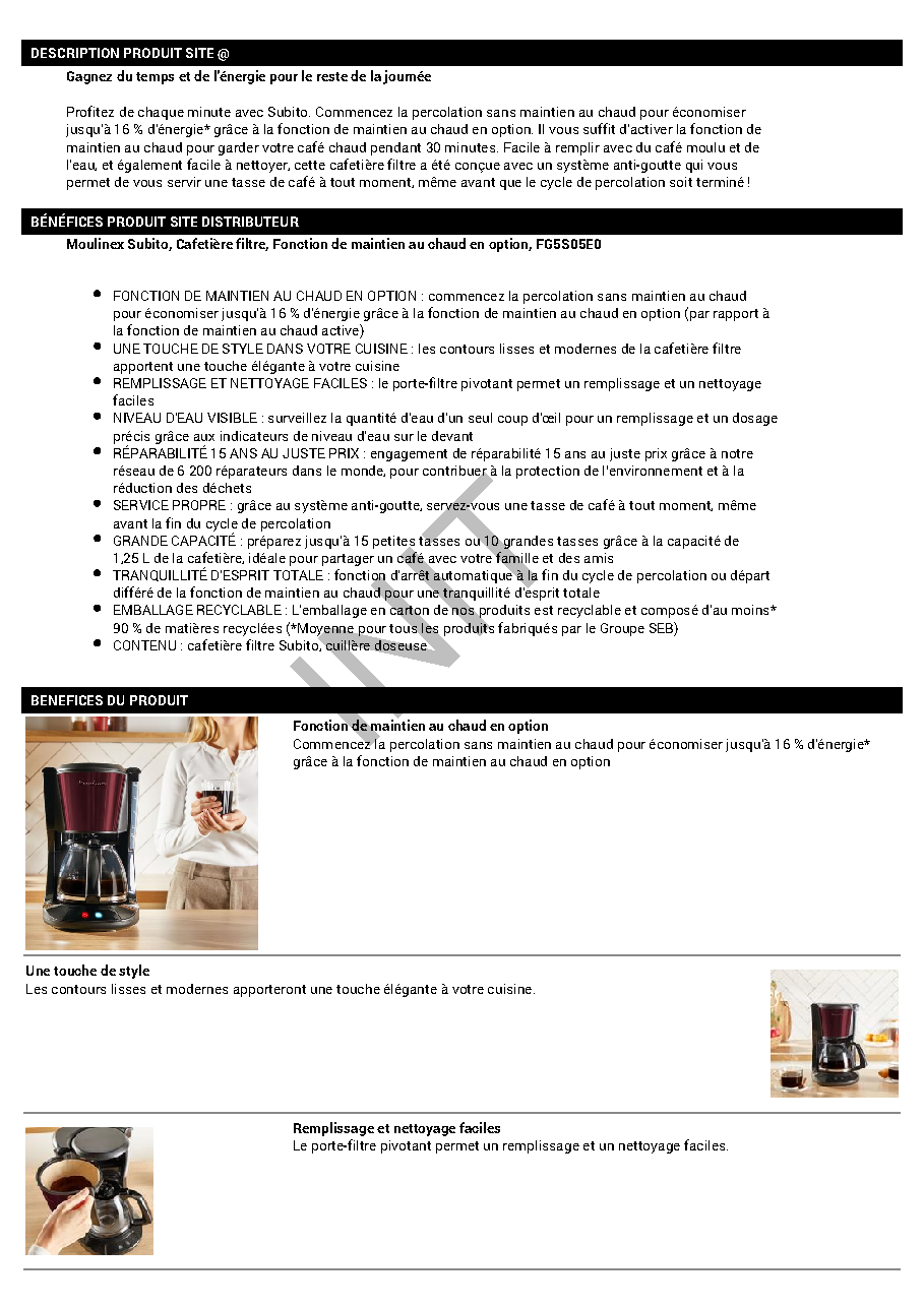 Fiche technique fournisseur
