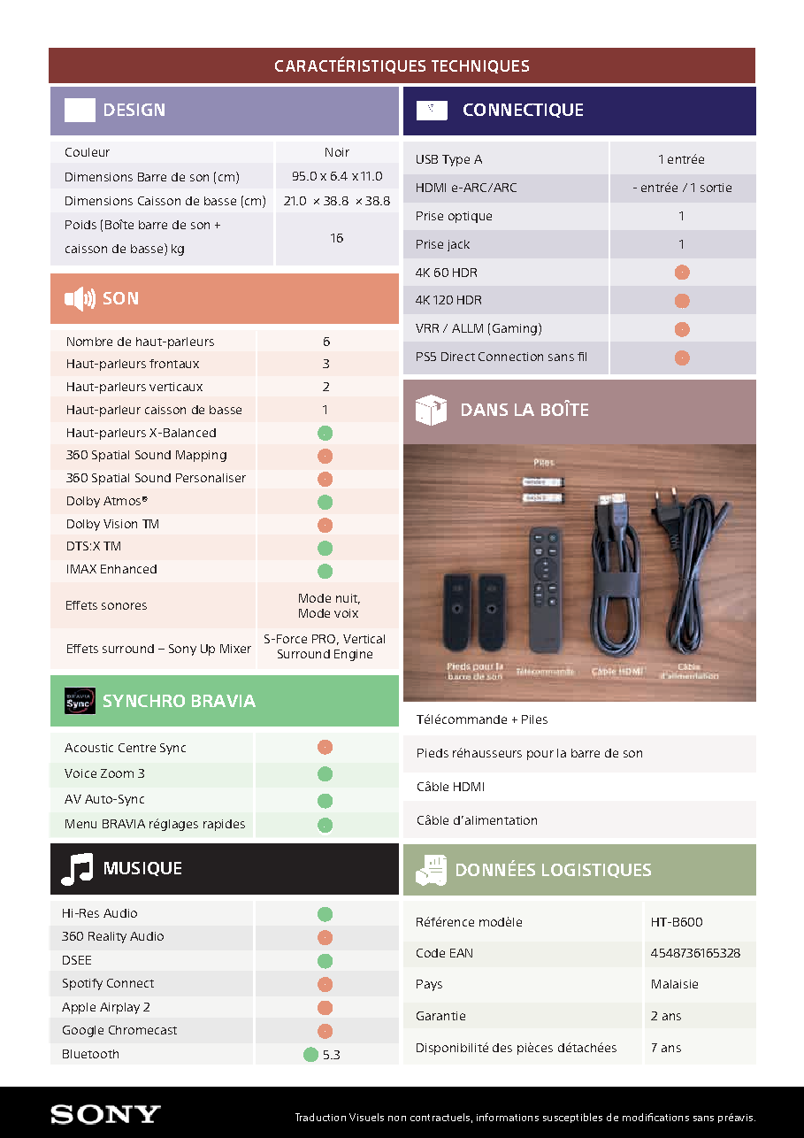 Fiche technique fournisseur