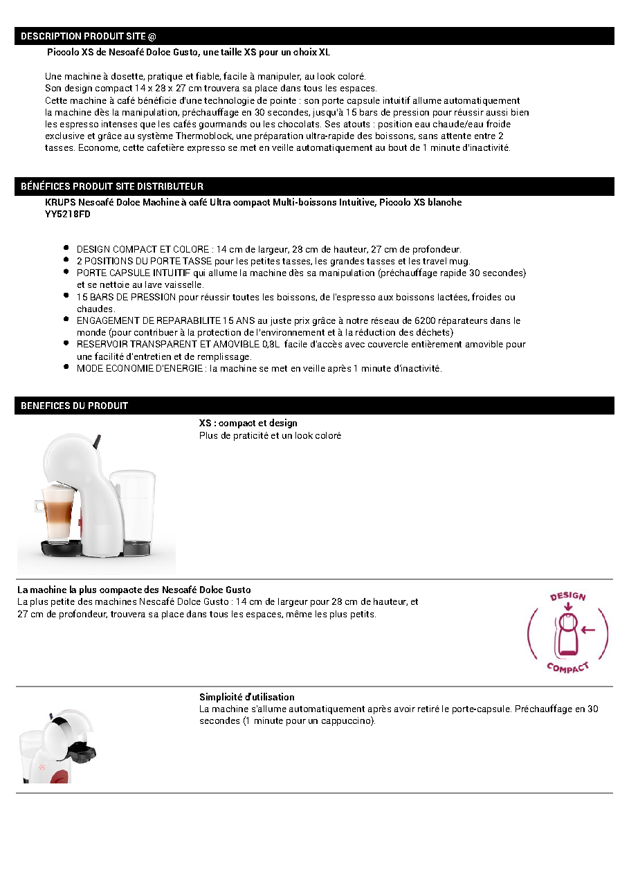 Fiche technique fournisseur
