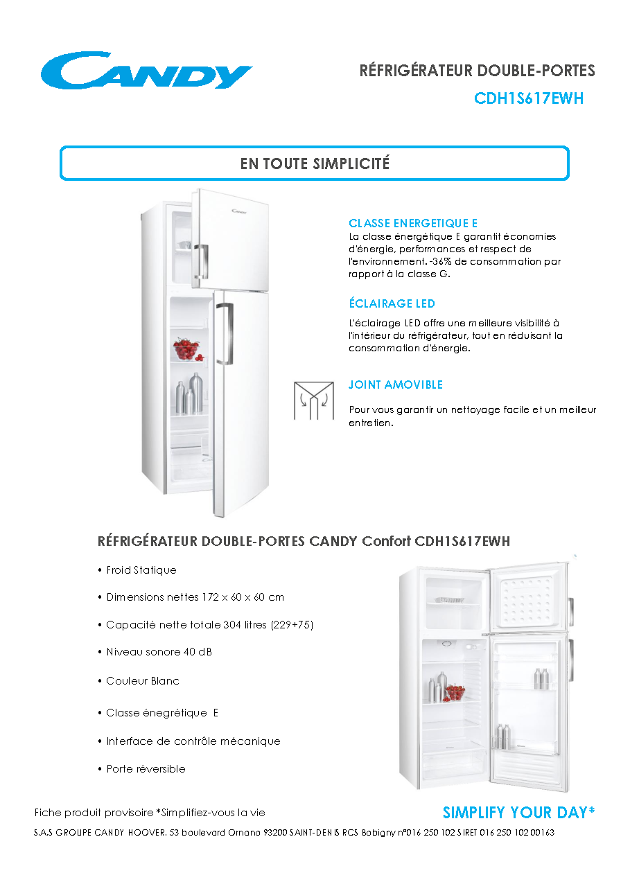 Fiche technique fournisseur