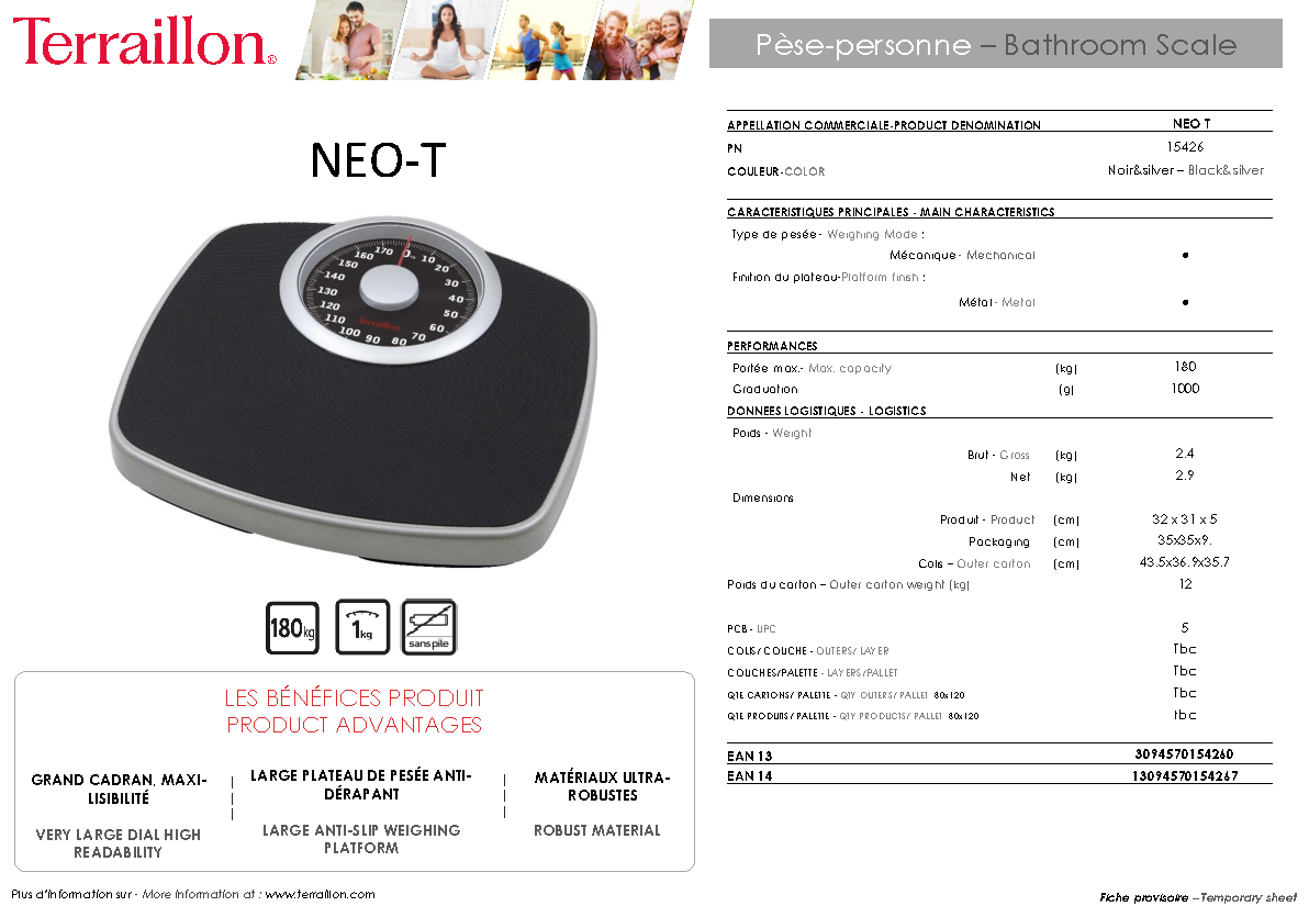 Fiche technique fournisseur
