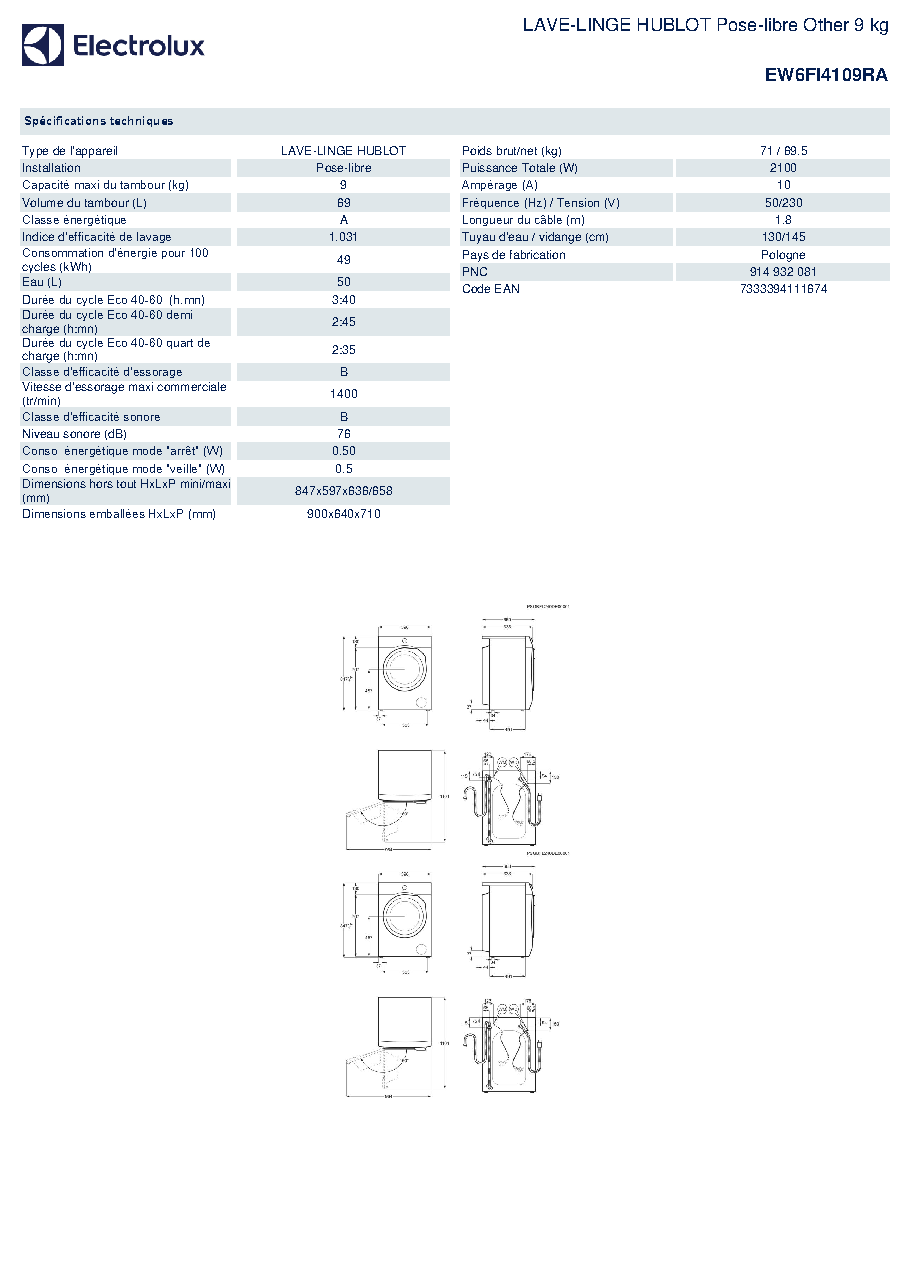 Fiche technique fournisseur