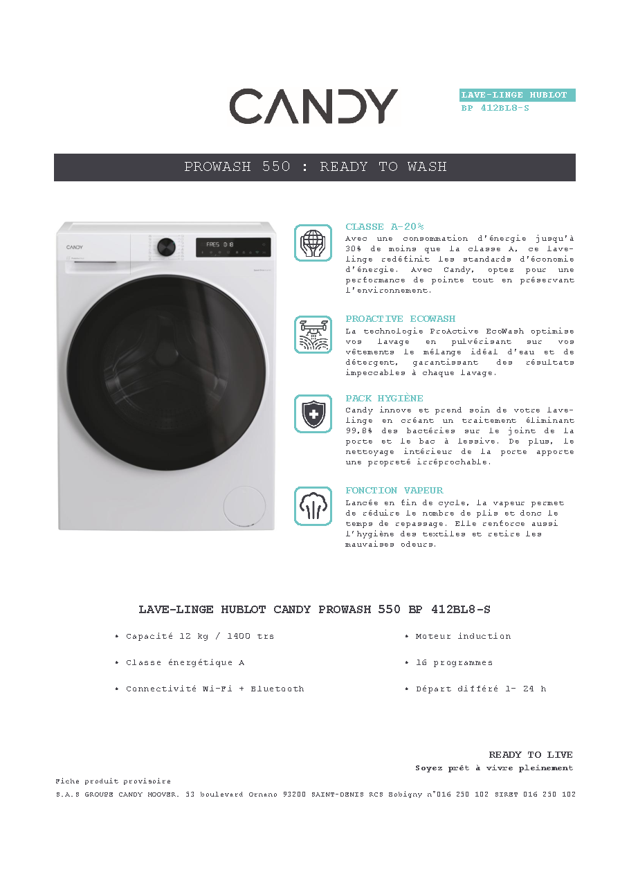 Fiche technique fournisseur