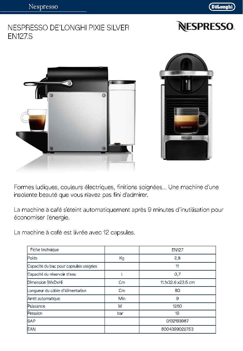Fiche technique fournisseur