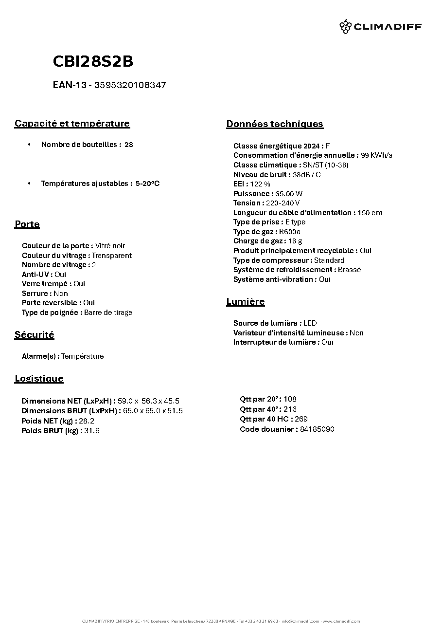 Fiche technique fournisseur