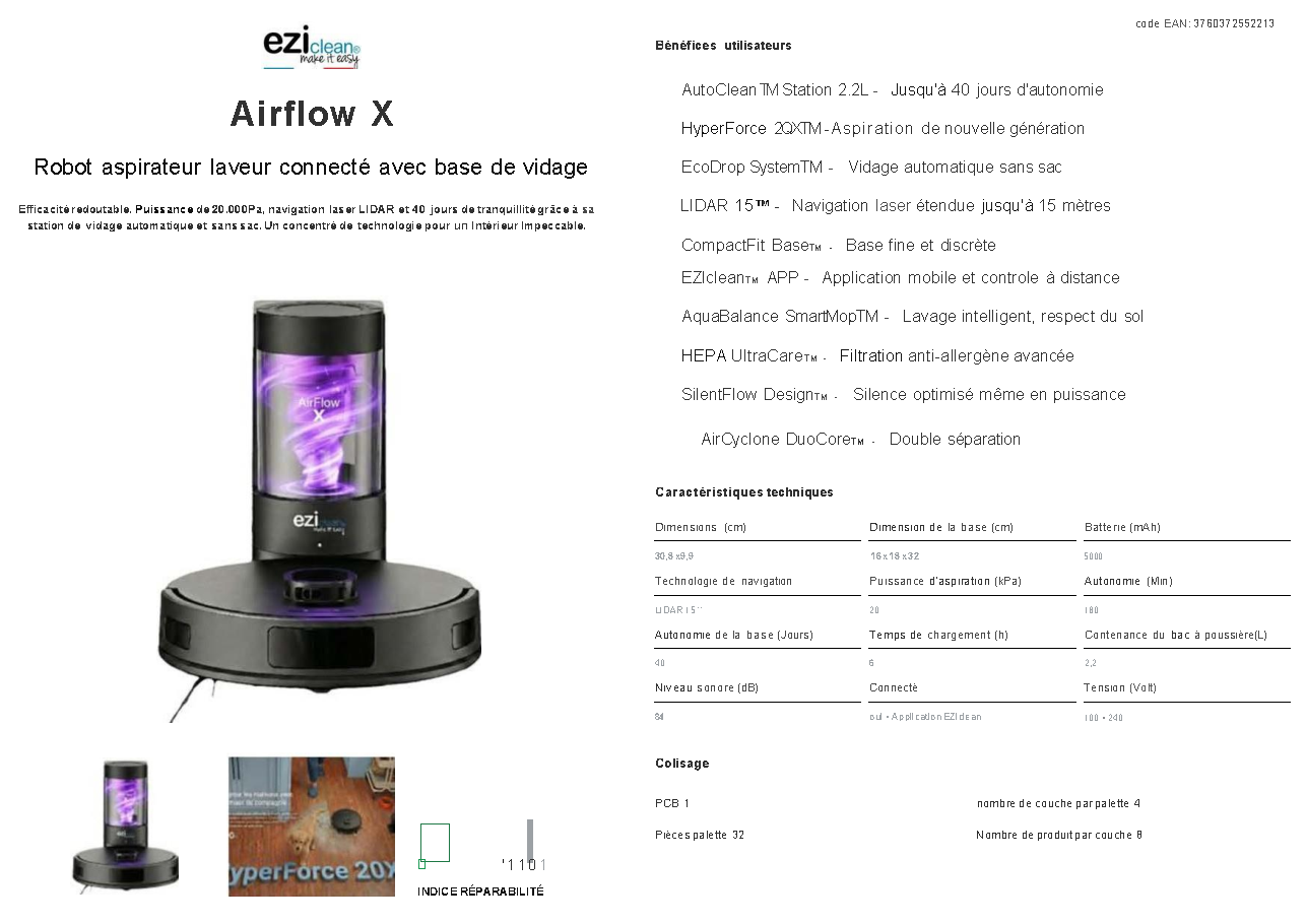Fiche technique fournisseur