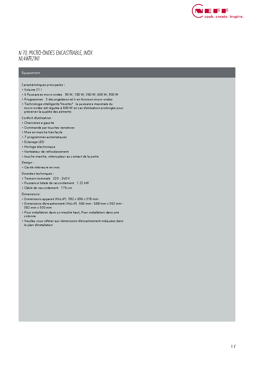 Fiche technique fournisseur