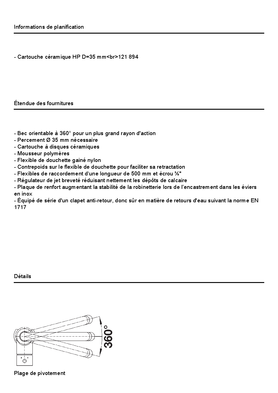 Fiche technique fournisseur