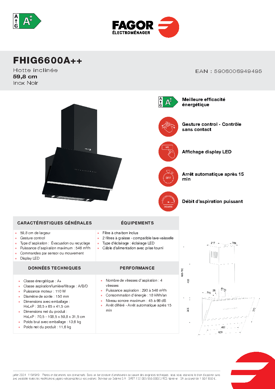 Fiche technique fournisseur