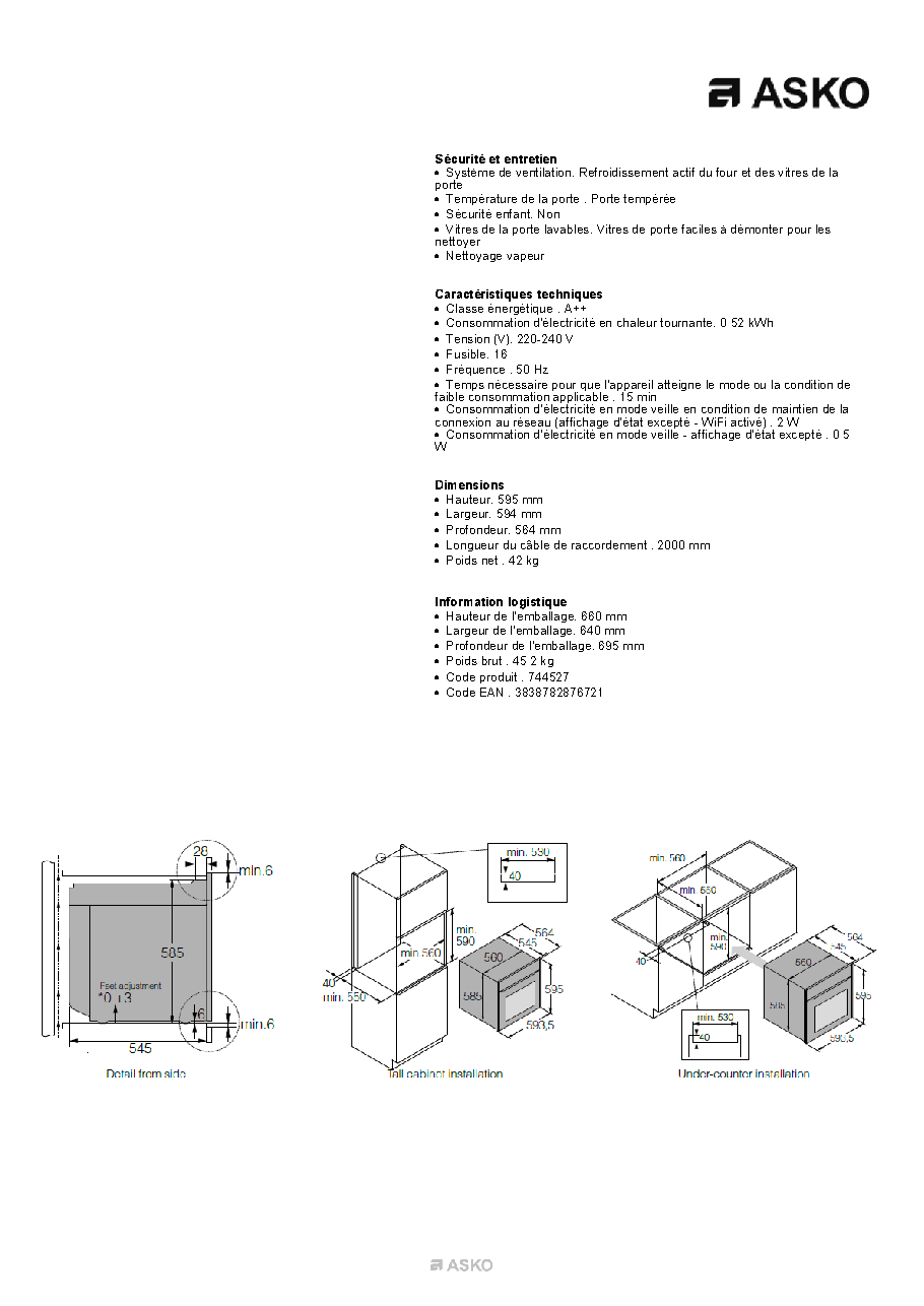 Fiche technique fournisseur