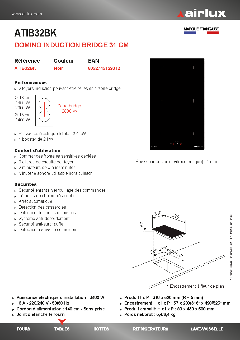 Fiche technique fournisseur