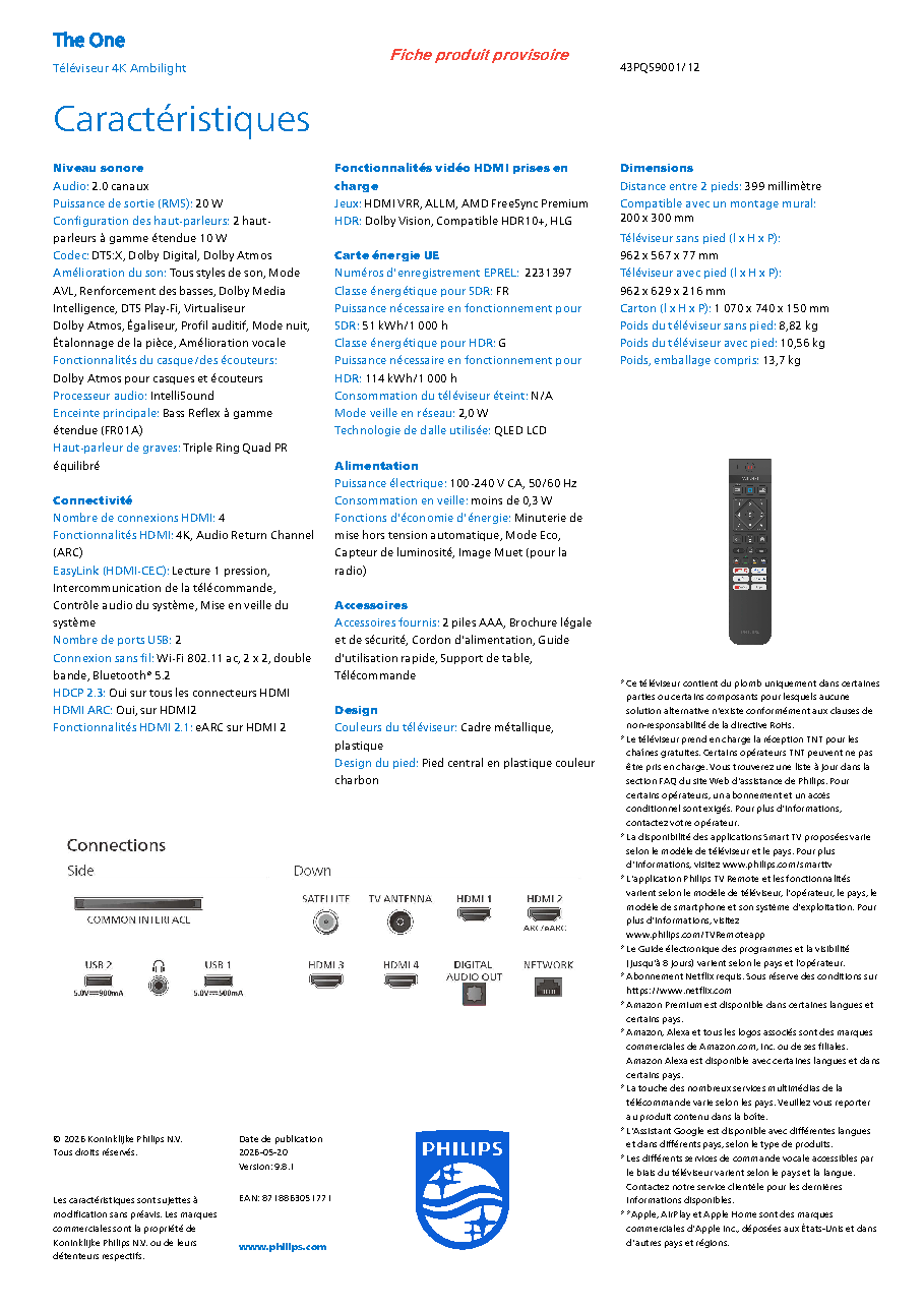 Fiche technique fournisseur