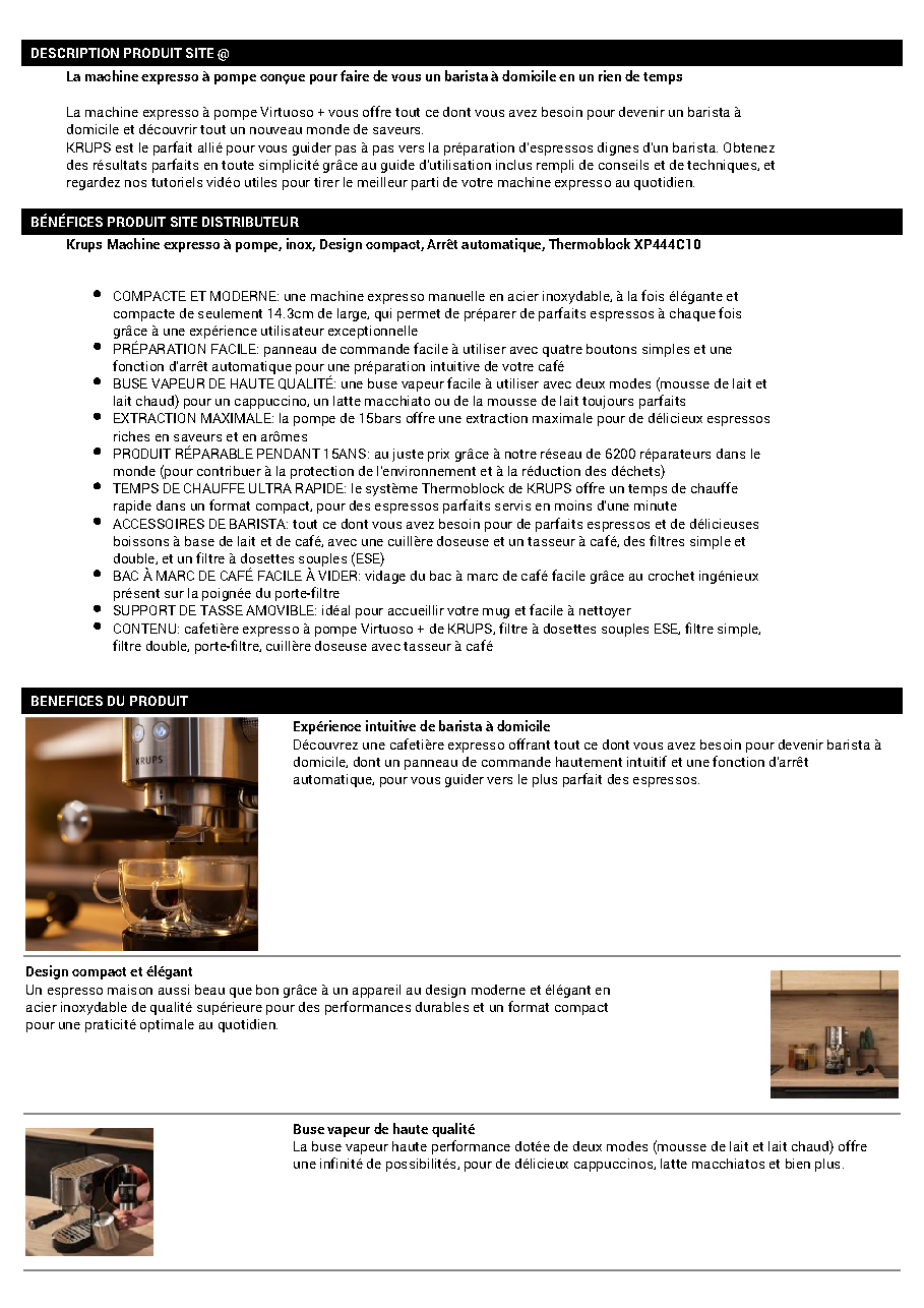 Fiche technique fournisseur