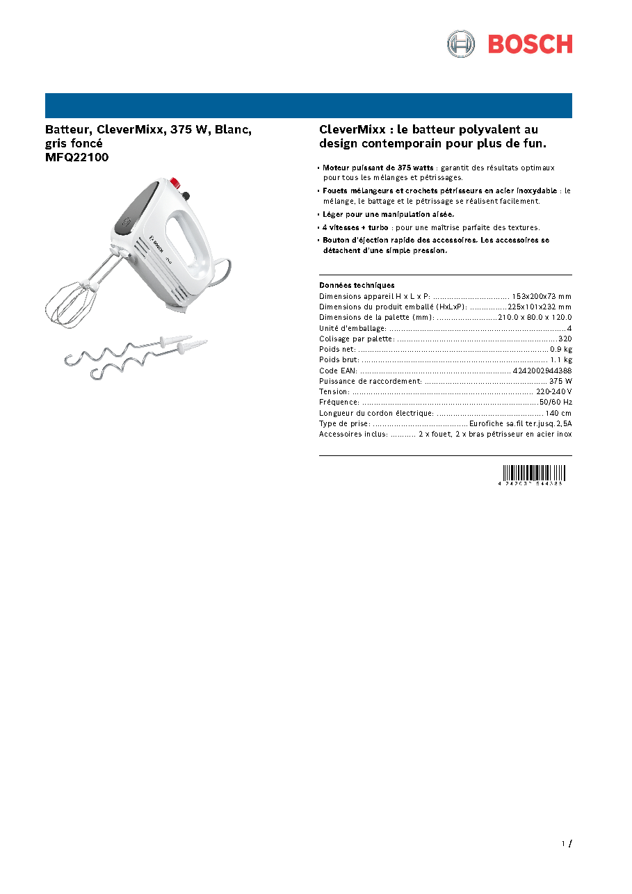 Fiche technique fournisseur