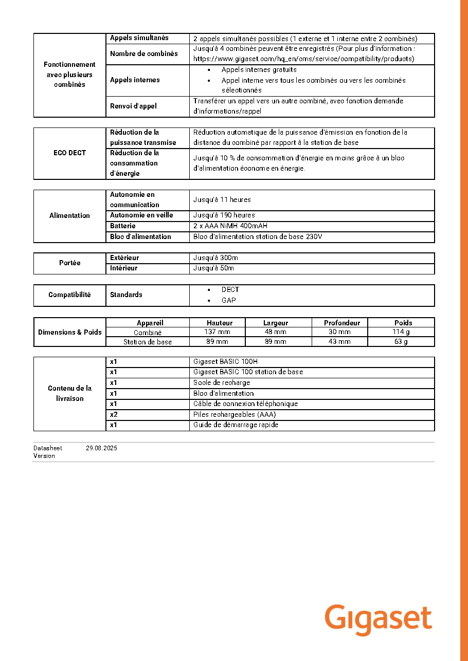 Fiche technique fournisseur