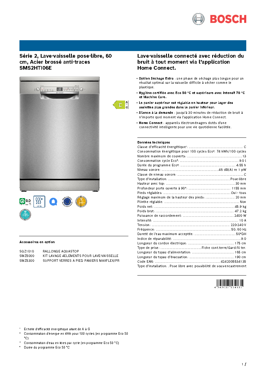 Fiche technique fournisseur