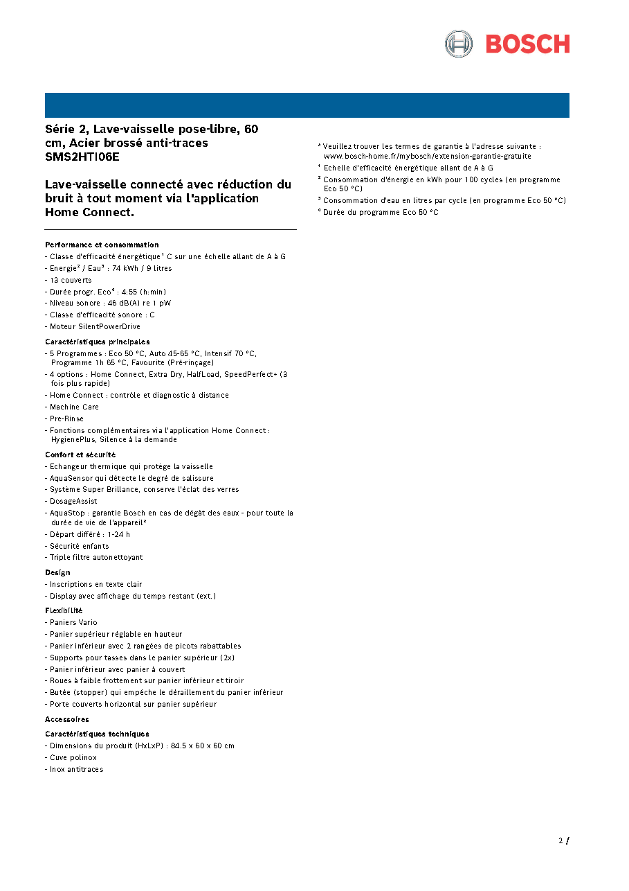 Fiche technique fournisseur
