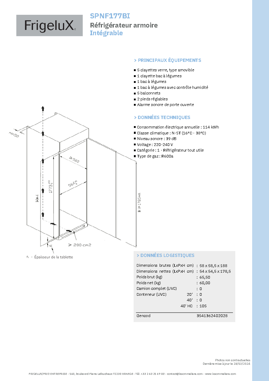 Fiche technique fournisseur