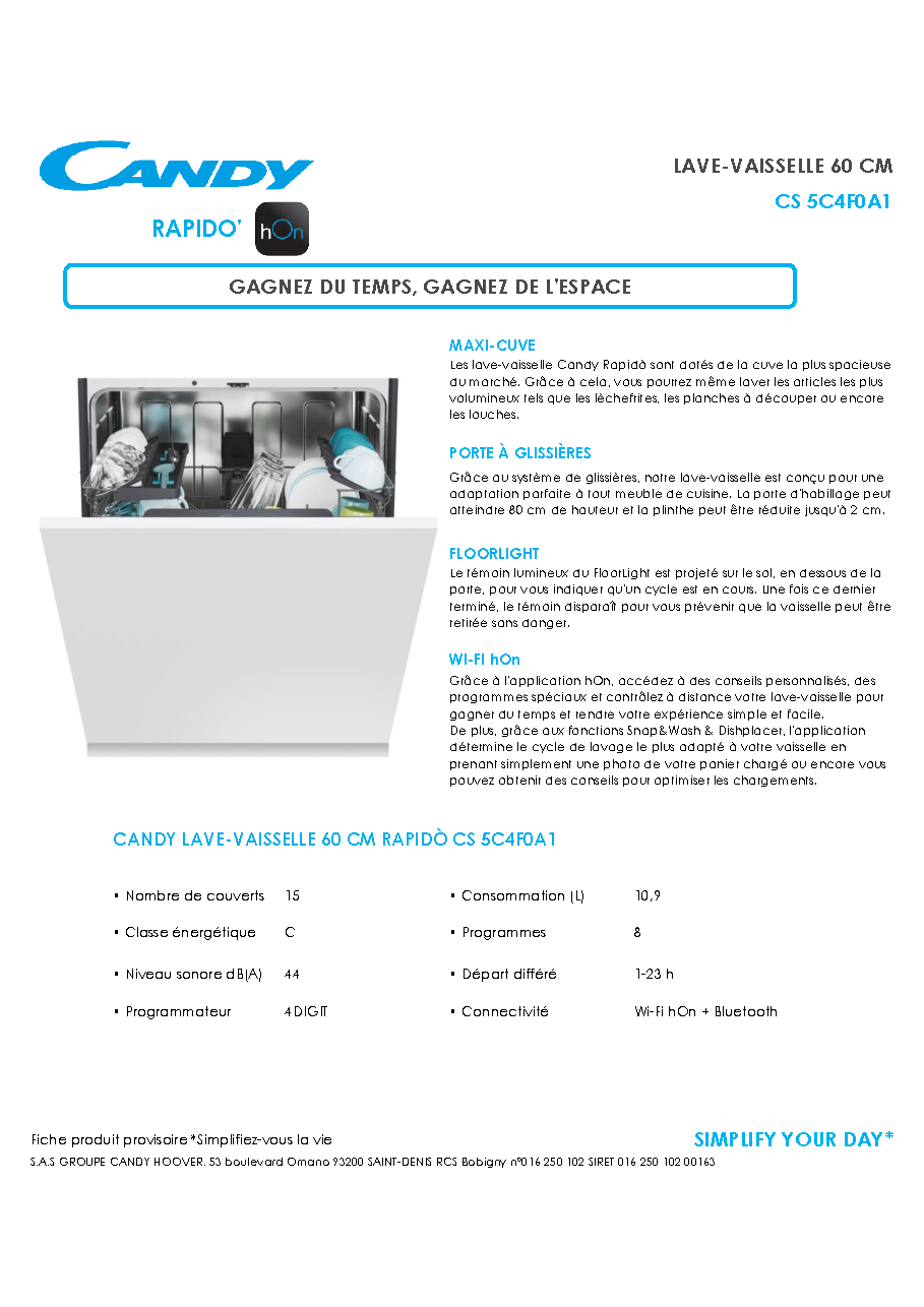 Fiche technique fournisseur
