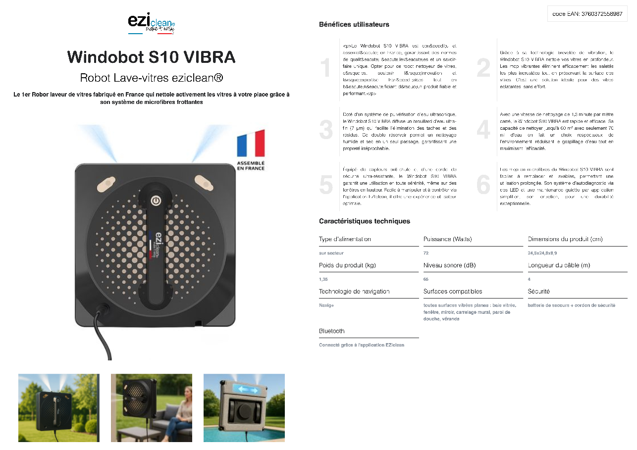 Fiche technique fournisseur