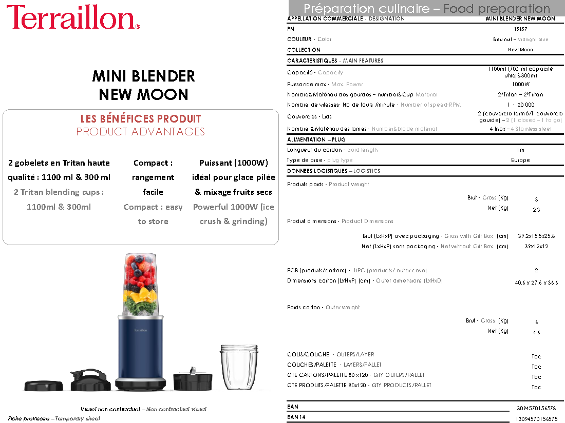 Fiche technique fournisseur