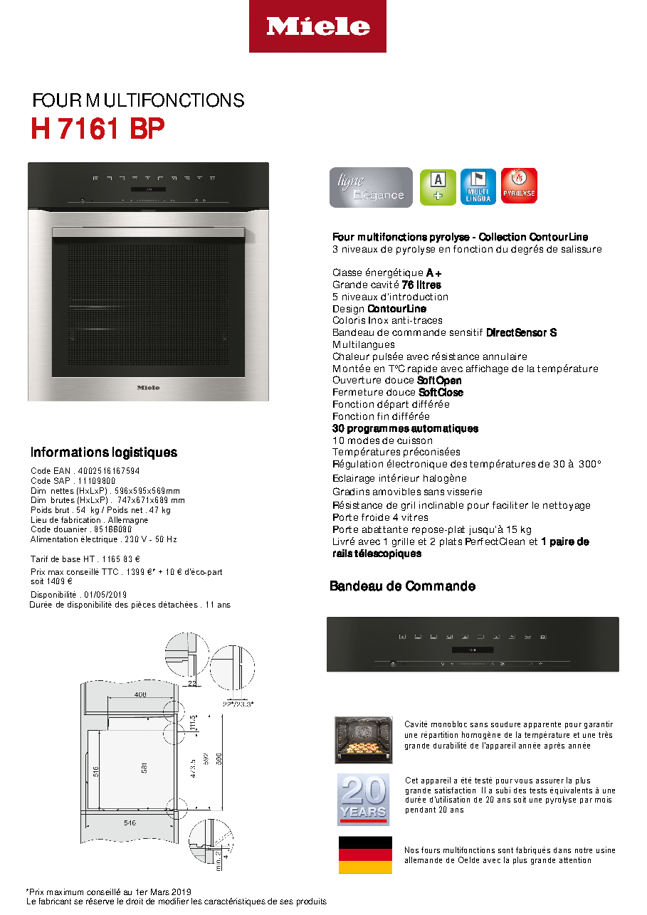 Fiche technique fournisseur